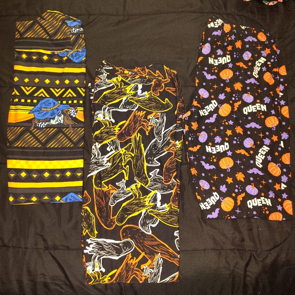 LuLaRoe Women's Leggings - Blue, Yellow, Orange, Black